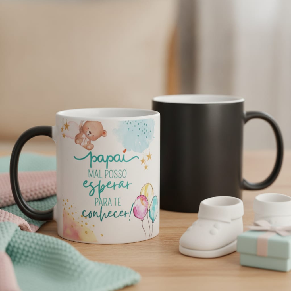 Caneca Mágica Presente Criativo para Contar Gravidez - Anúncio de Gravidez (Família/Geral)