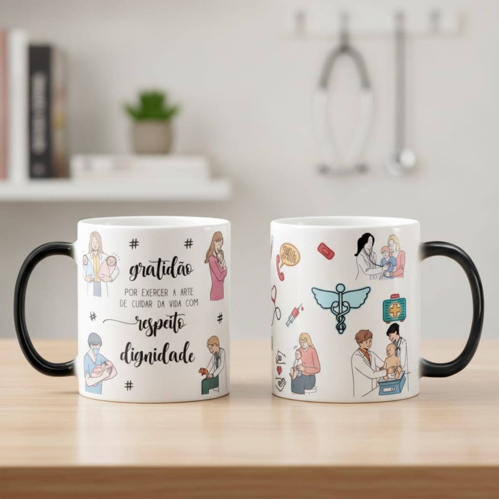 Caneca Mágica Presente Criativo para Dia do Médico Pediatra - Profissões (Médico(a))