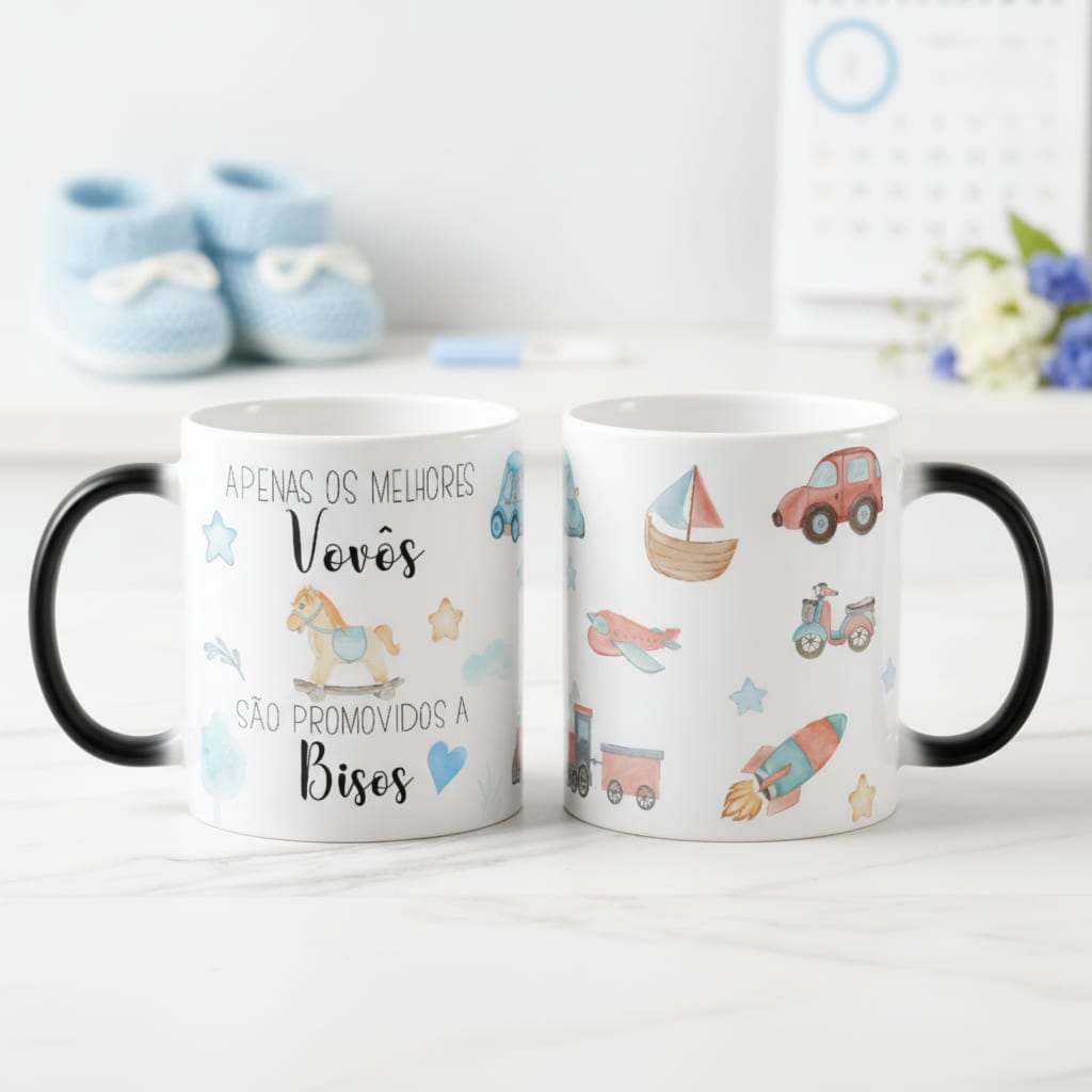 Caneca Mágica Presente Criativo para Vovô Promovido a Biso - Anúncio de Gravidez (Vovô/Biso)