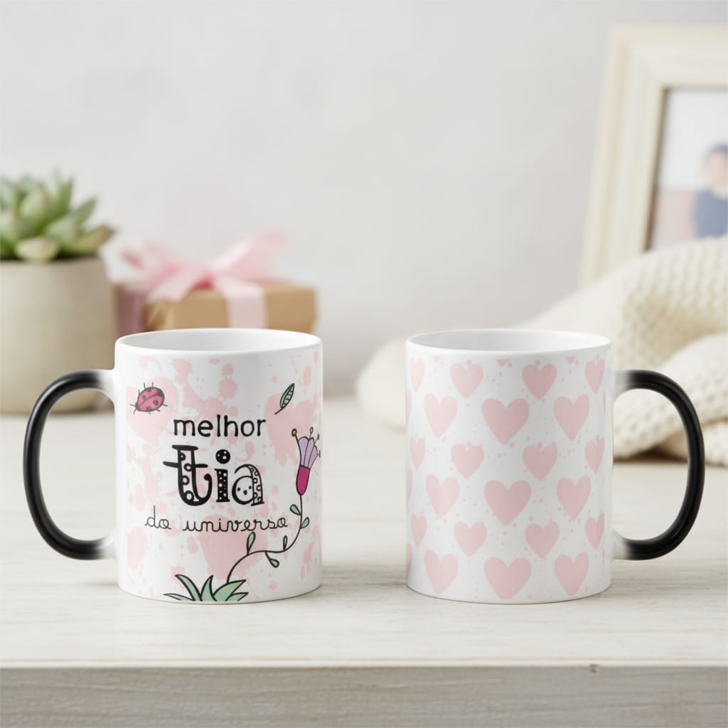 Caneca Mágica Presente Especial para Melhor Tia do Universo - Família (Tia)