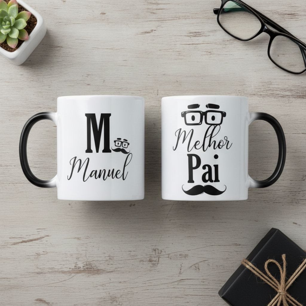 Caneca Mágica Presente Pai Personalizado com Letra Inicial - Família (Pai)