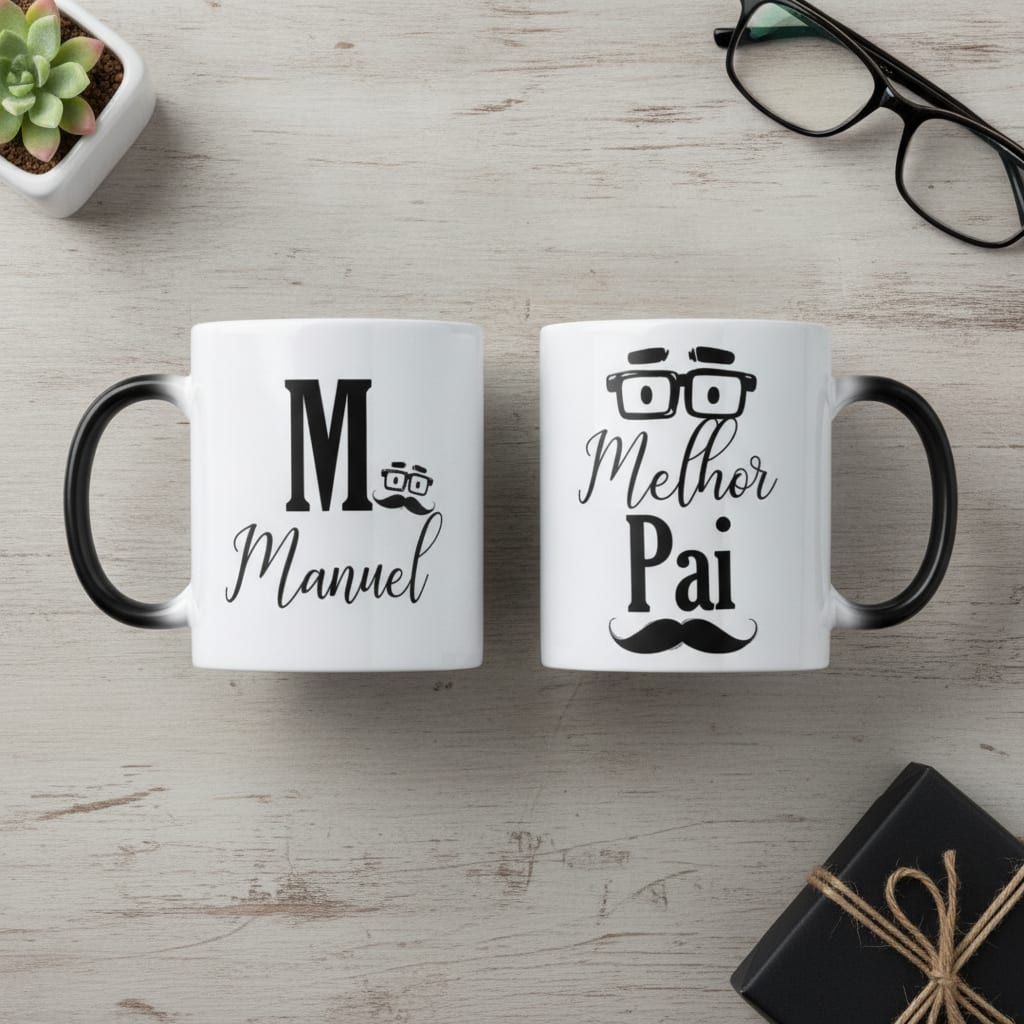 Caneca Mágica Presente Pai Personalizado com Letra Inicial - Família (Pai)