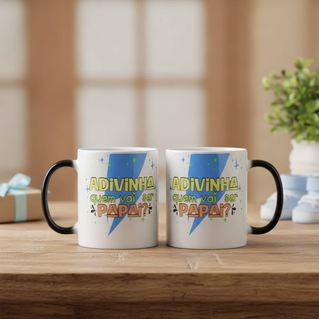 Caneca Mágica Presente para Anunciar Gravidez Vou Ser Papai - Anúncio de Gravidez (Pai)