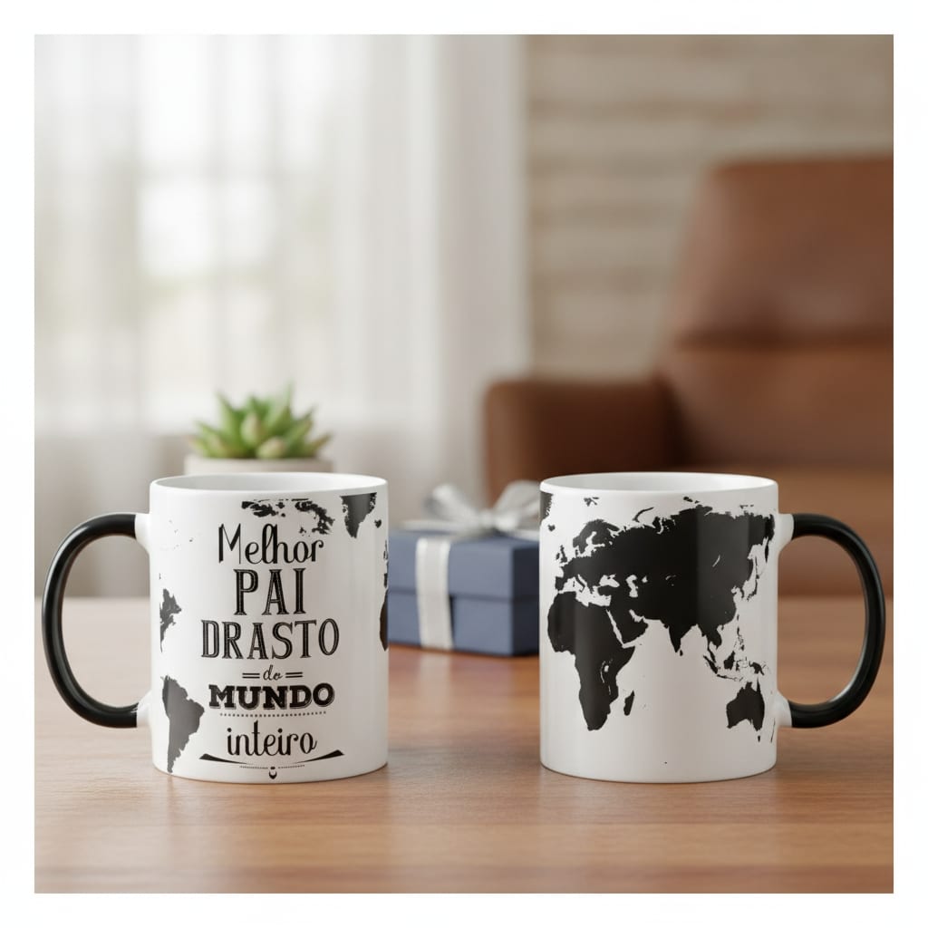 Caneca Mágica para Padrasto Presente Criativo Paidrasto - Família (Padrasto)