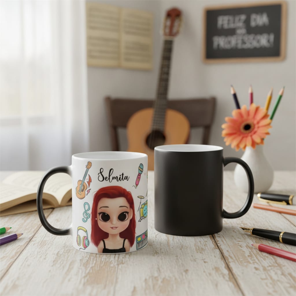 Caneca Mágica Presente Personalizado Professora de Música - Dia dos Professores (Música)