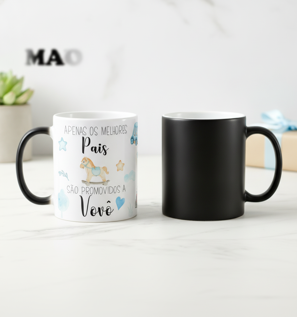 Caneca Mágica Revelação de Gravidez Papai Promovido a Vovô