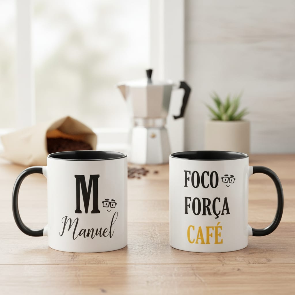 Caneca Masculina Foco Força e Café Personalizada com Nome - Outros (foco força café )