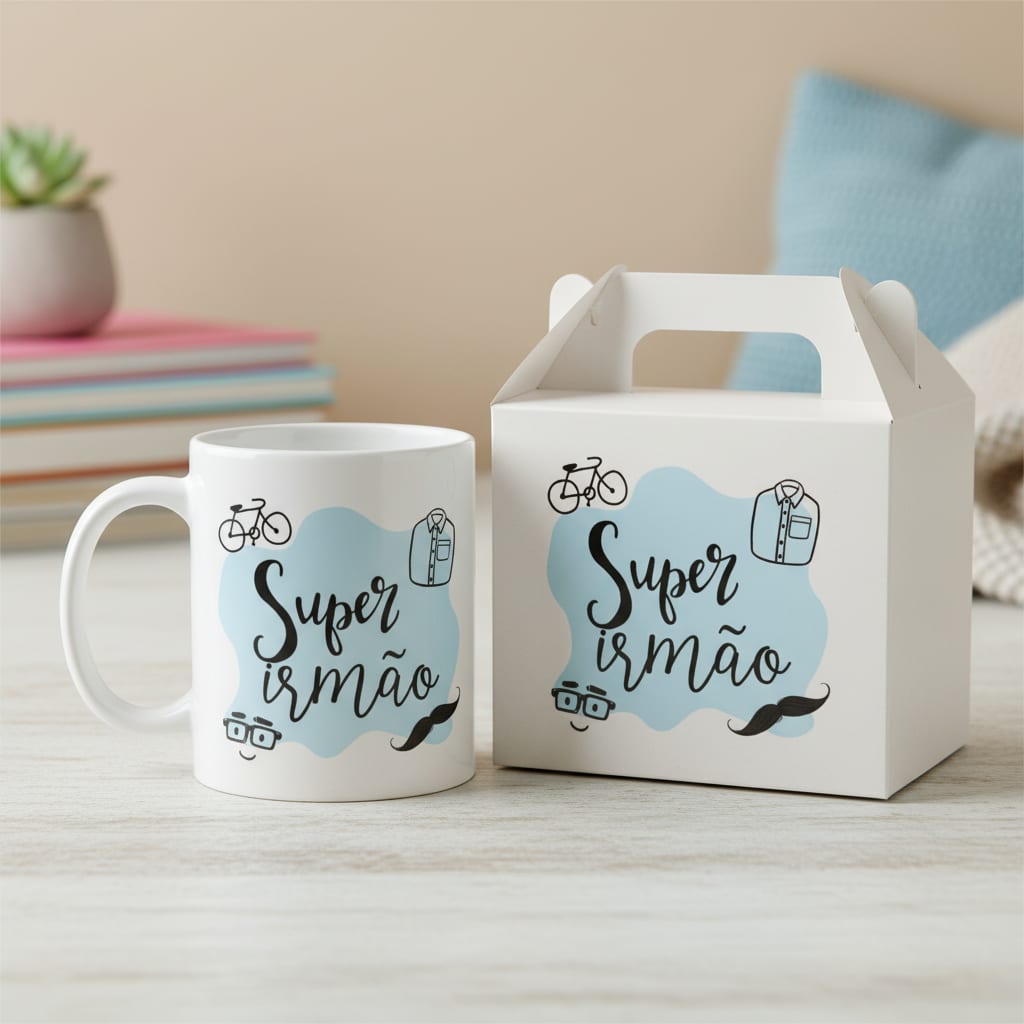 Caneca Masculina Presente de Aniversário para Super Irmão - Família (Irmão)