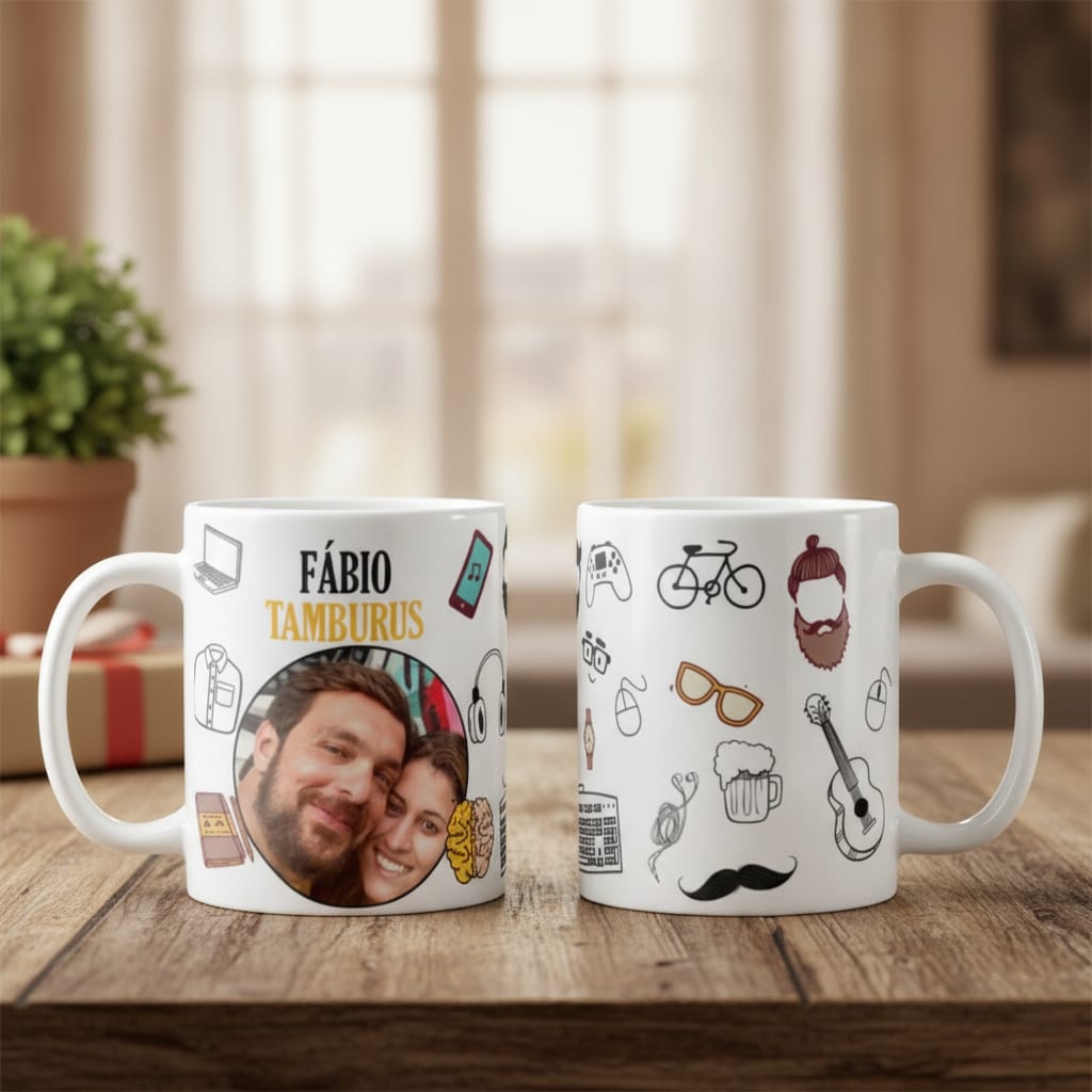 Caneca Masculina Presente Personalizado com Nome e Foto - Família (caneca para homen com foto e nome)