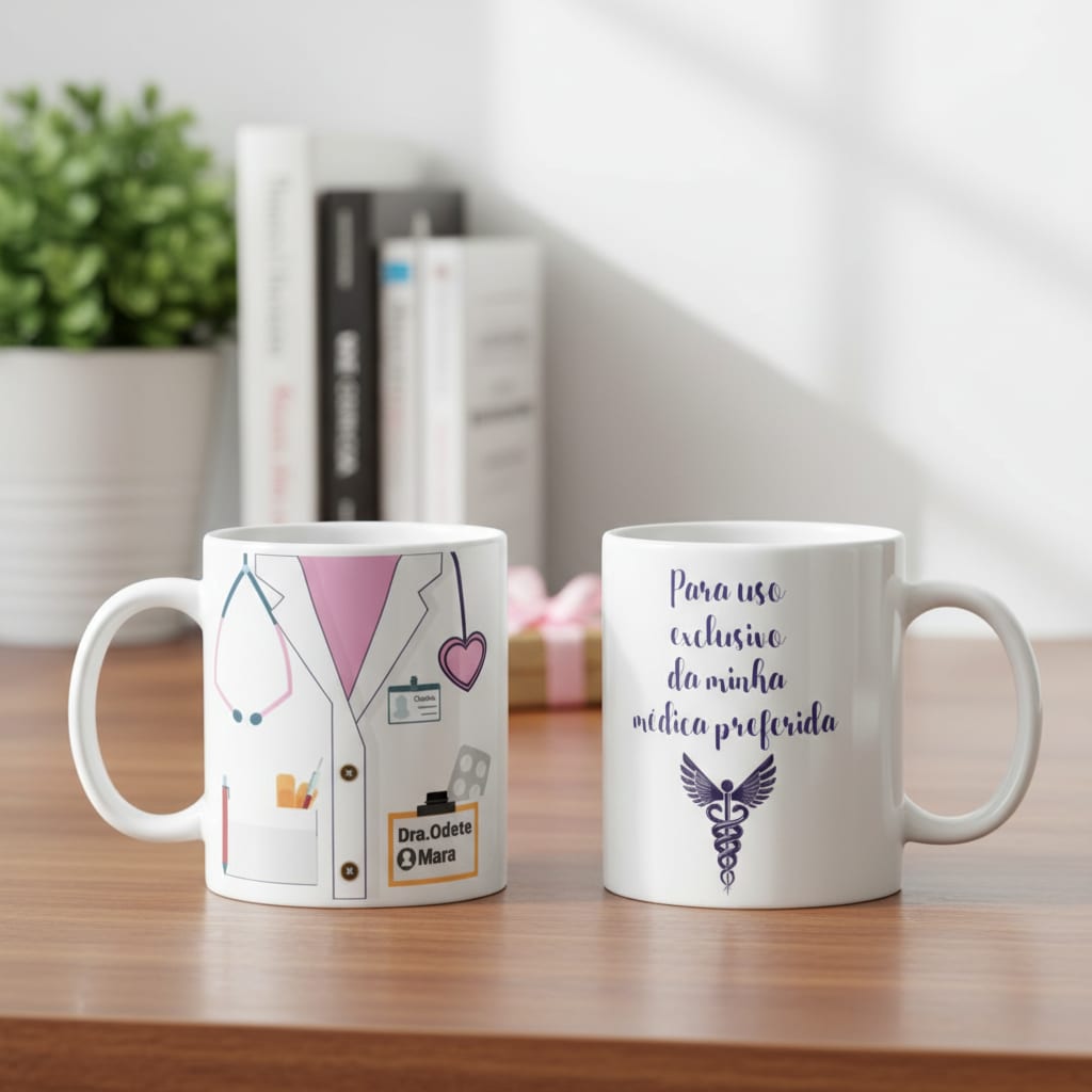 Caneca Medicina Clinico Geral Personalizada Com Nome - Profissões (Médico(a))