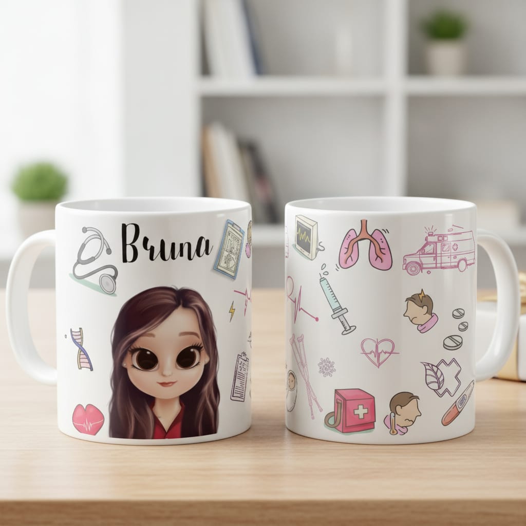 Caneca Medicina Presente Formatura Médicos - Profissões (Médico(a))