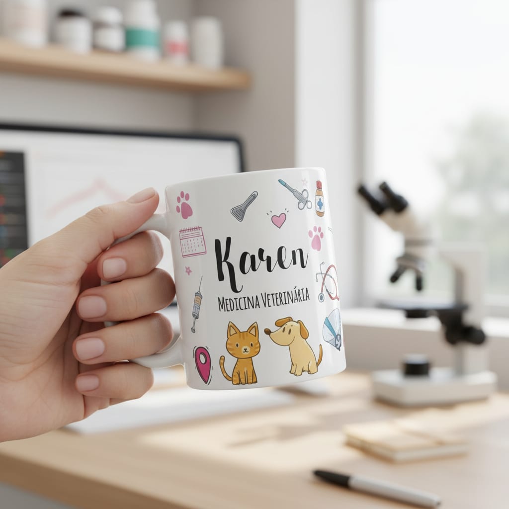 Caneca Medicina Veterinária Com Nome