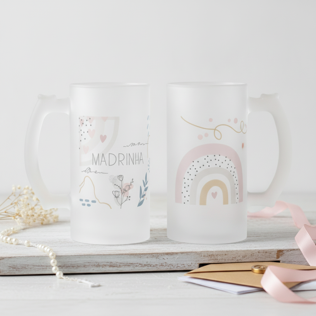 Caneca Minimalista Chopp Cerveja Presente para Madrinha - Batizado (Madrinha)
