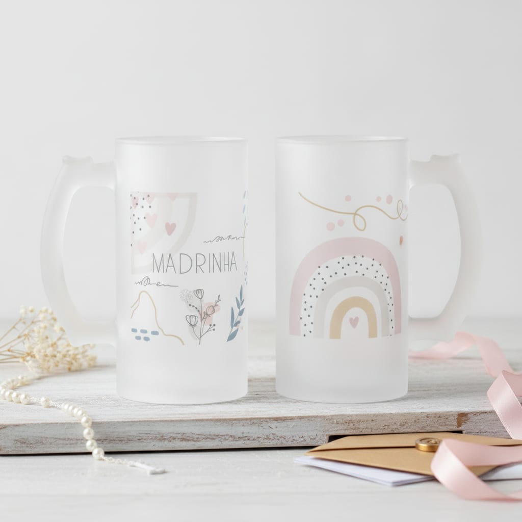 Caneca Minimalista Chopp Cerveja Presente para Madrinha - Batizado (Madrinha)