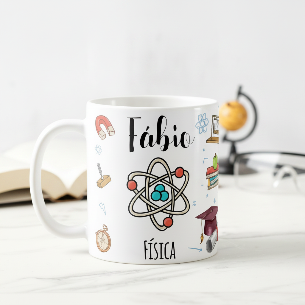 Caneca Nome Personalizado Física Quântica Presente Físico