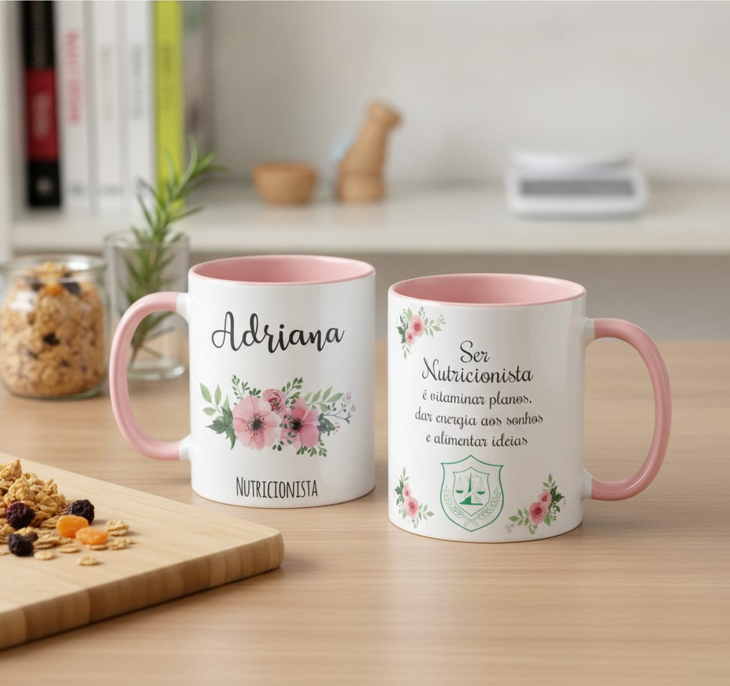 Caneca Nutrição Profissão Nutricionista Rosa - Profissões (Nutrição)
