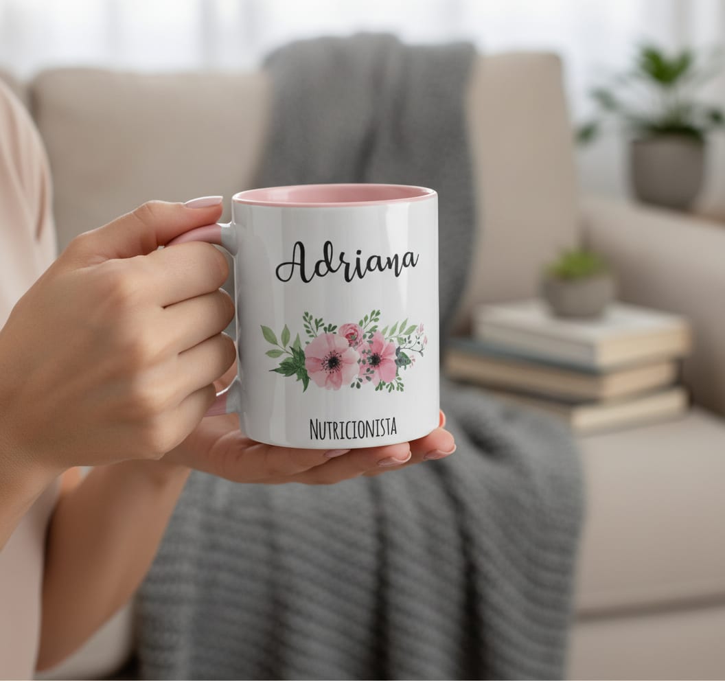 Caneca Nutrição Profissão Nutricionista Rosa