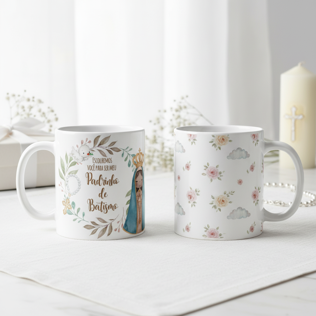 Caneca Padrinho de Batismo Lembrancinha Personalizada