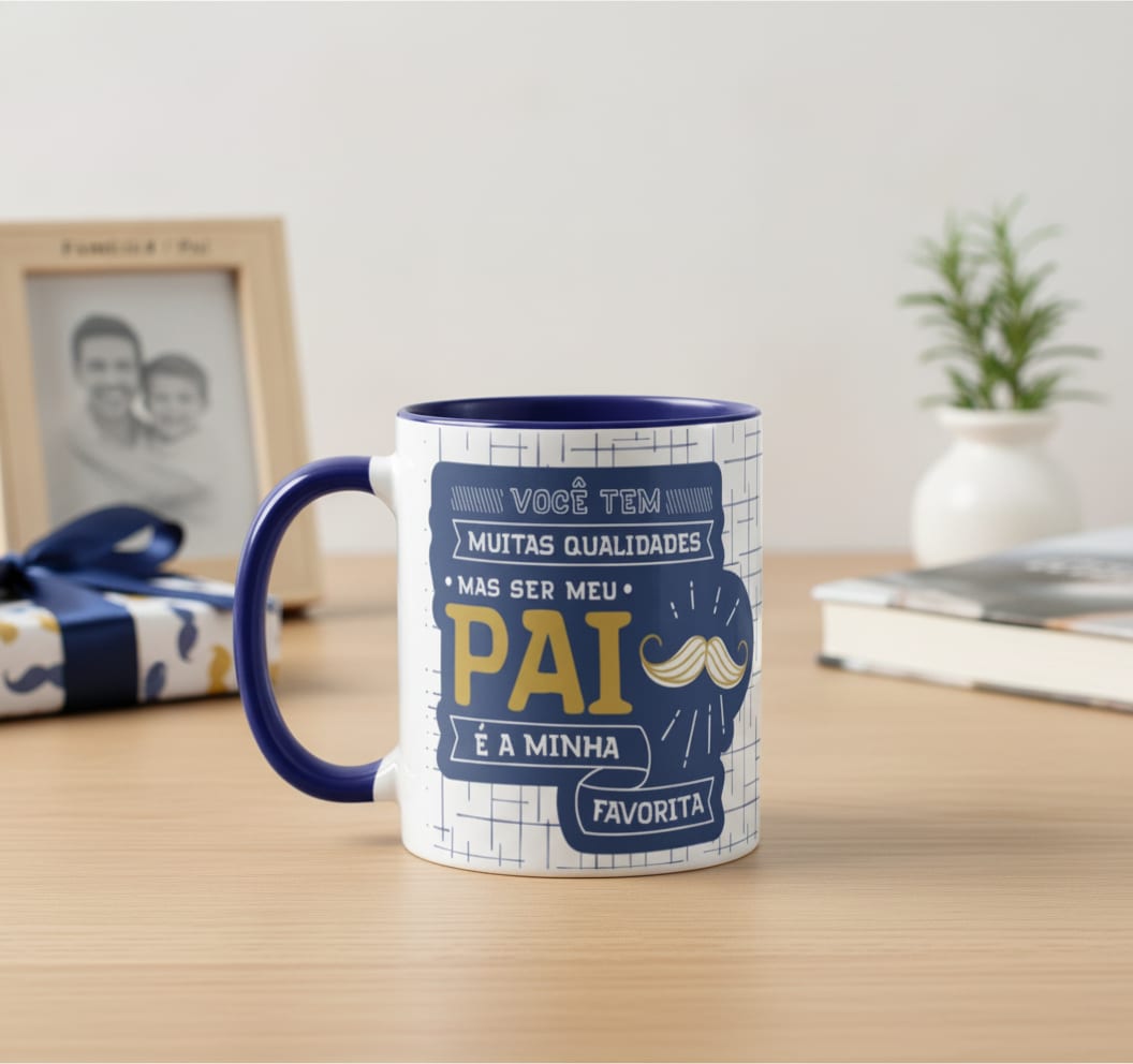 Caneca Pai Presente Engraçado Dia dos Pais com Nome Papai