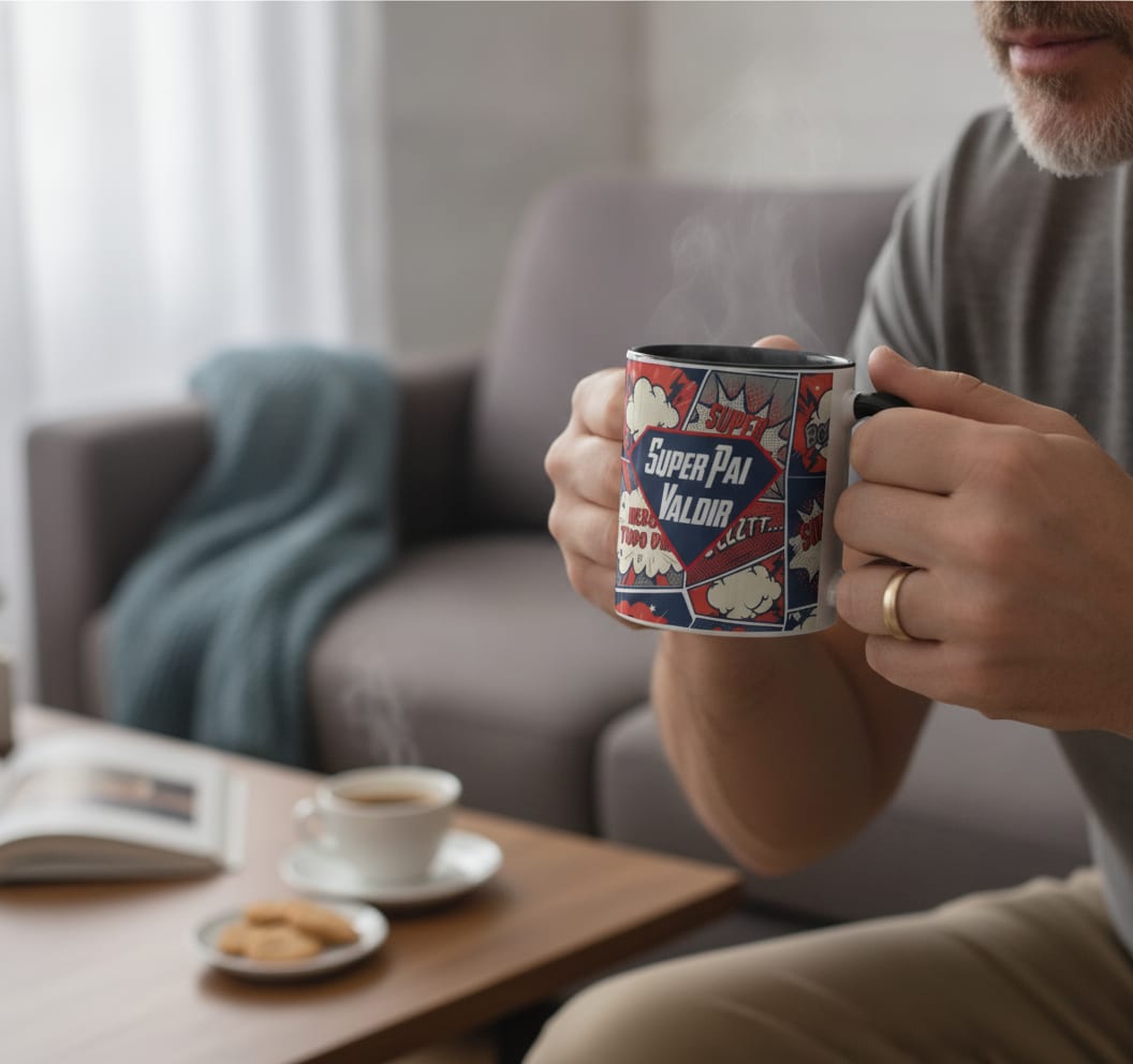 Caneca Pai Super Herói Presente Histórias em Quadrinhos