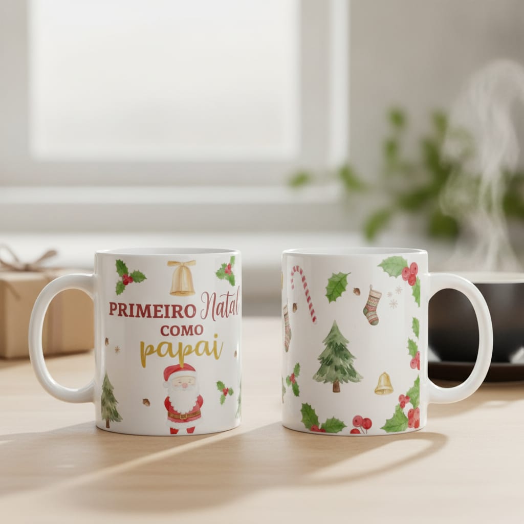 Caneca Primeiro Natal como Papai Presente Pronta Entrega Família 🎁 - Família (Pai)