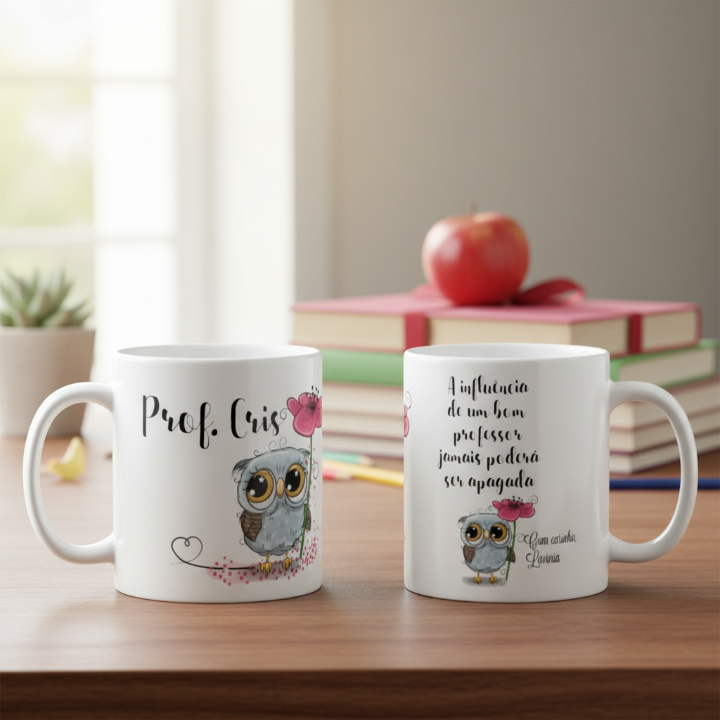 Caneca Personalizada Agradecimento Professora com Nome Aluno - Dia dos Professores (Professora)