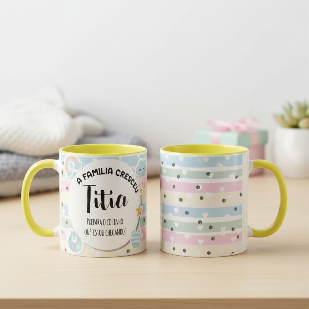 Caneca Personalizada Anúncio De Gravidez Gestação Tia Titia - Família (Tia)