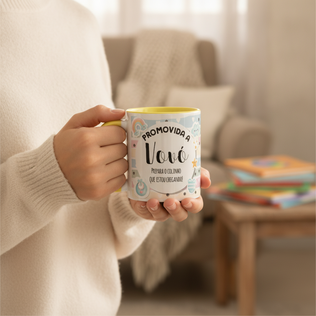 Caneca Personalizada Anúncio De Gravidez Gestação Vovó Avó