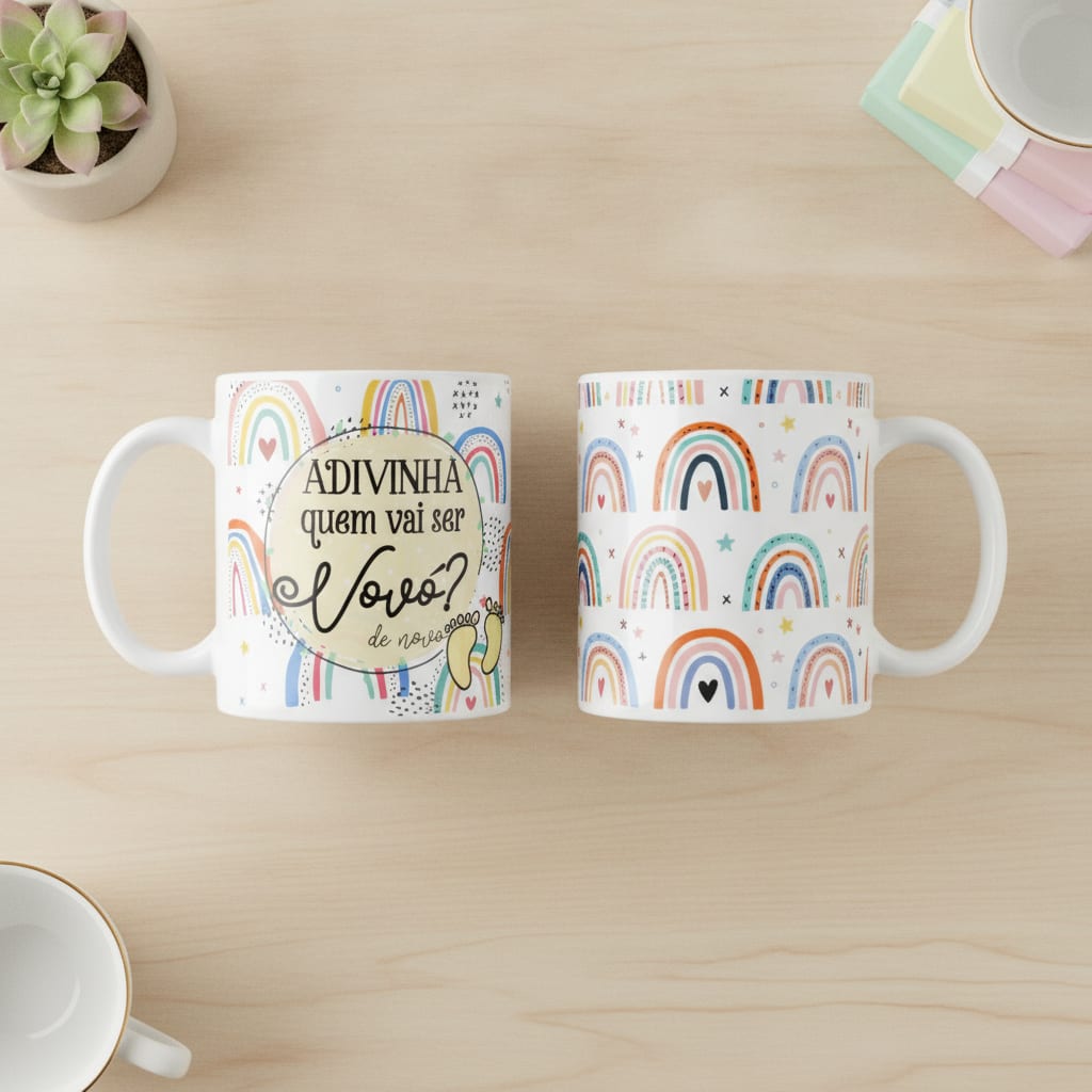 Caneca Pronta Entrega Anúncio Gravidez Vovó Revelação Chá de Bebê Presente Família - Família (Avó)