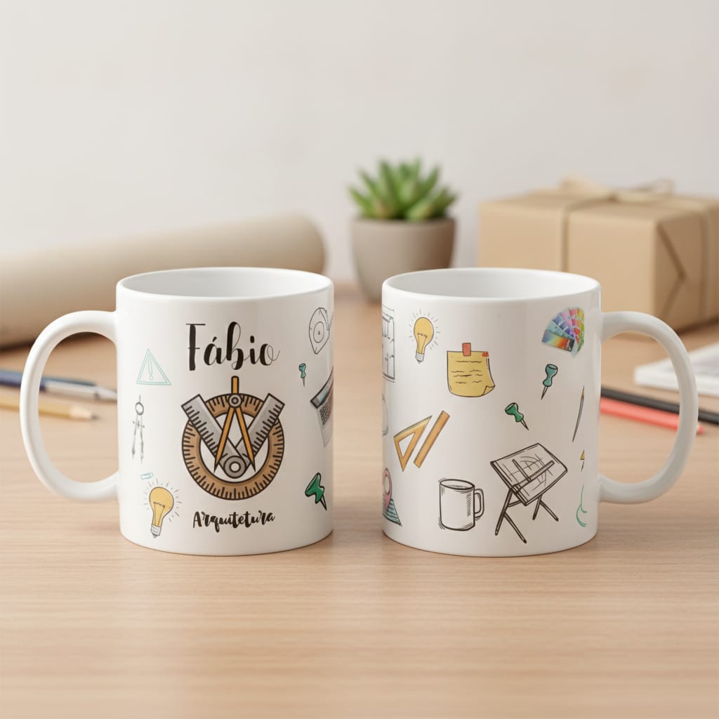 Caneca Personalizada Arquitetura Presente Arquitetos Xicara com Nome - Profissões (Arquiteto(a))