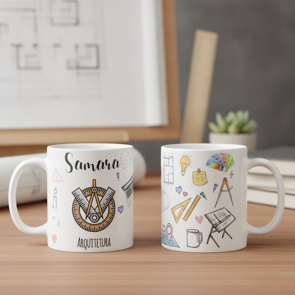 Caneca Personalizada Arquitetura Presente com Nome Arquiteta - Profissões (Arquiteto(a))