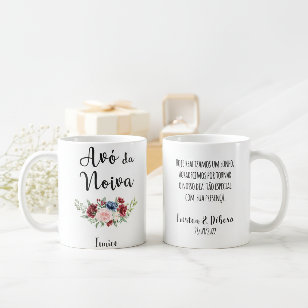 Caneca Personalizada Avó da Noiva Casamento Marsala - Casamento (Noiva/Avó)