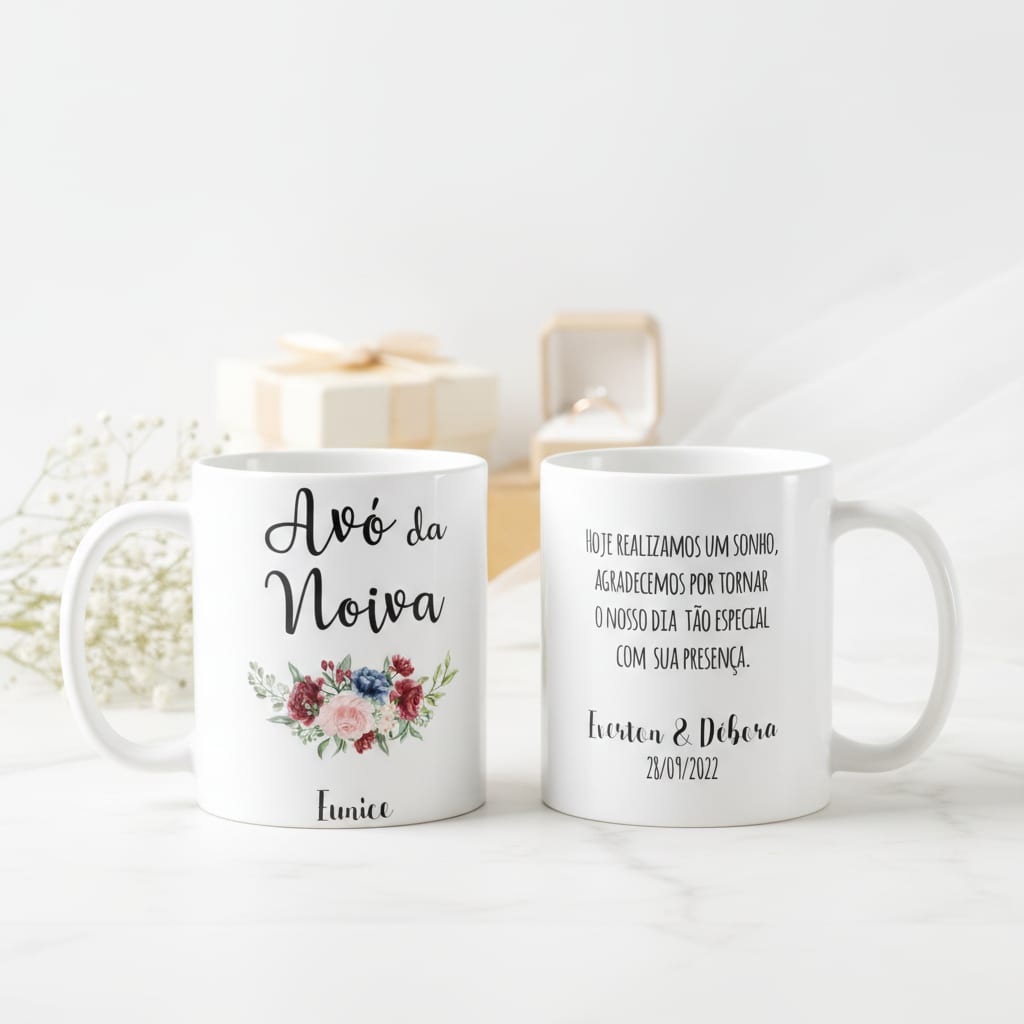Caneca Personalizada Avó da Noiva Casamento Marsala - Casamento (Noiva/Avó)