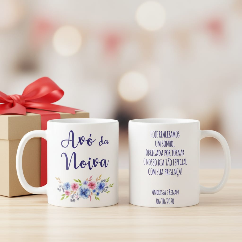 Caneca Personalizada Avó da Noiva de Casamento Azul - Casamento (Noiva)