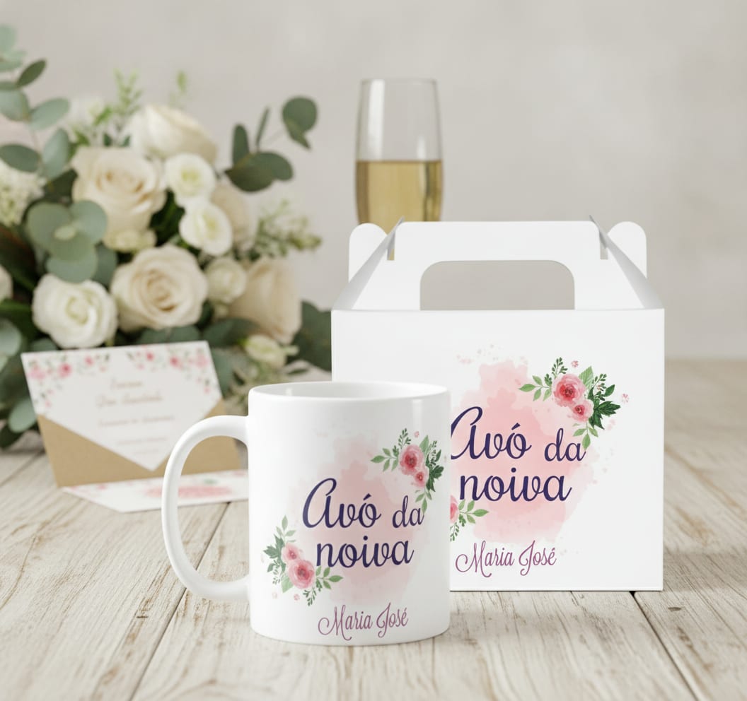 Caneca Personalizada Avô Da Noiva Lembrança Casamento Floral