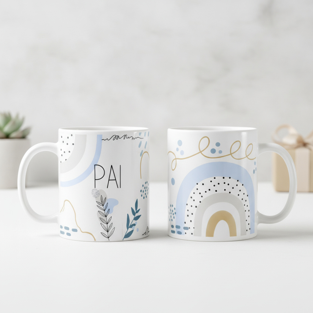 Caneca Personalizada Cerâmica Especial Minimalista Pai e Mãe