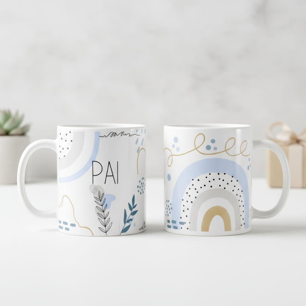 Caneca Personalizada Cerâmica Especial Minimalista Pai e Mãe