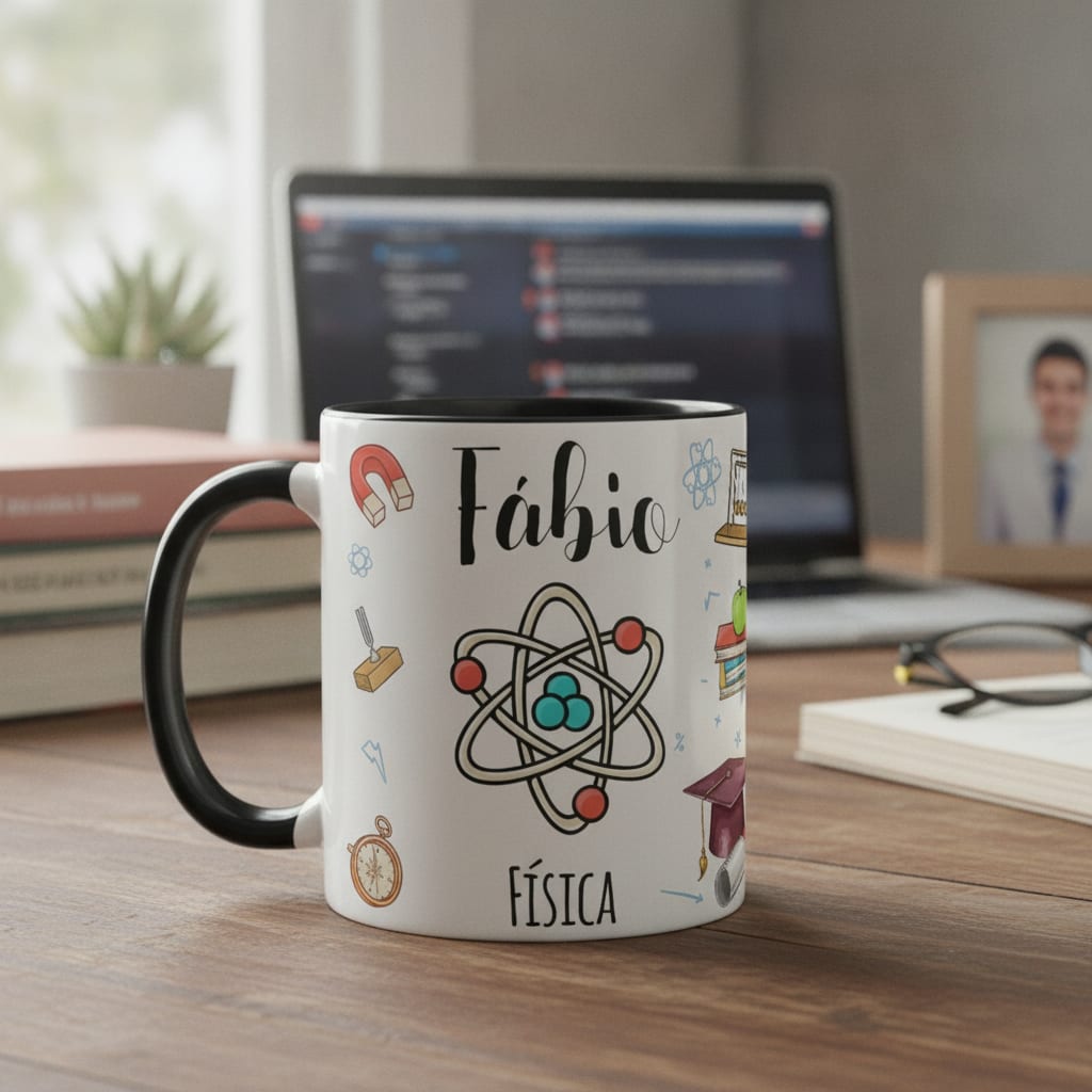 Caneca Personalizada Cientistas Ciência Física com Nome - Profissões (Fisica com nome )