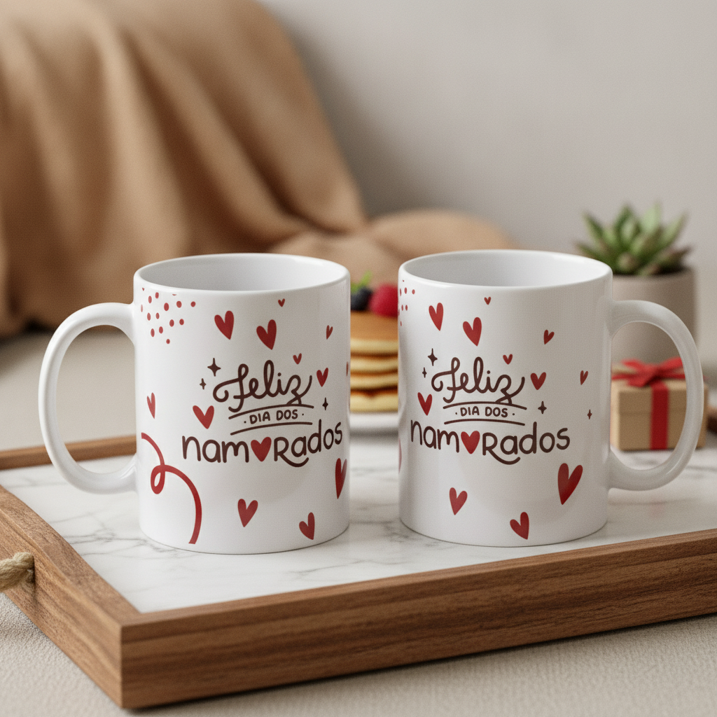 Caneca Personalizada com Corações Casal Dia dos Namorados - Outros (Casal)