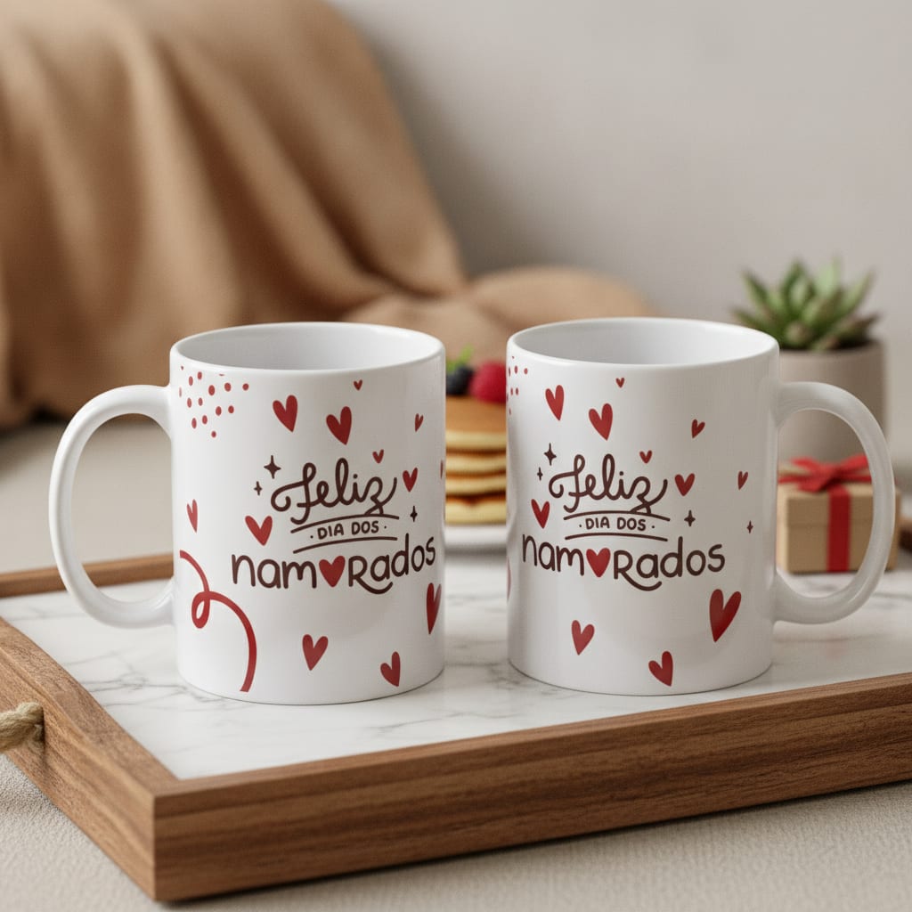Caneca Personalizada com Corações Casal Dia dos Namorados - Outros (Casal)