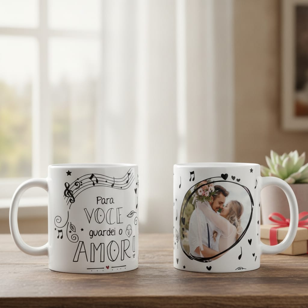 Caneca Personalizada com Foto Dia dos Namorados - Música - Outros (Casal)