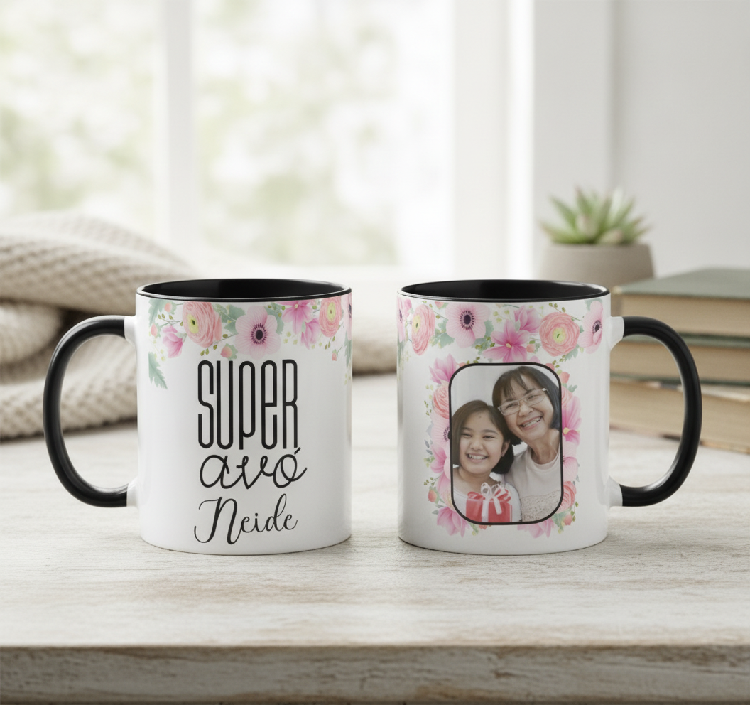 Caneca Personalizada com Foto para Super Avó - Dia das Mães - Família (Avó/Vovó)