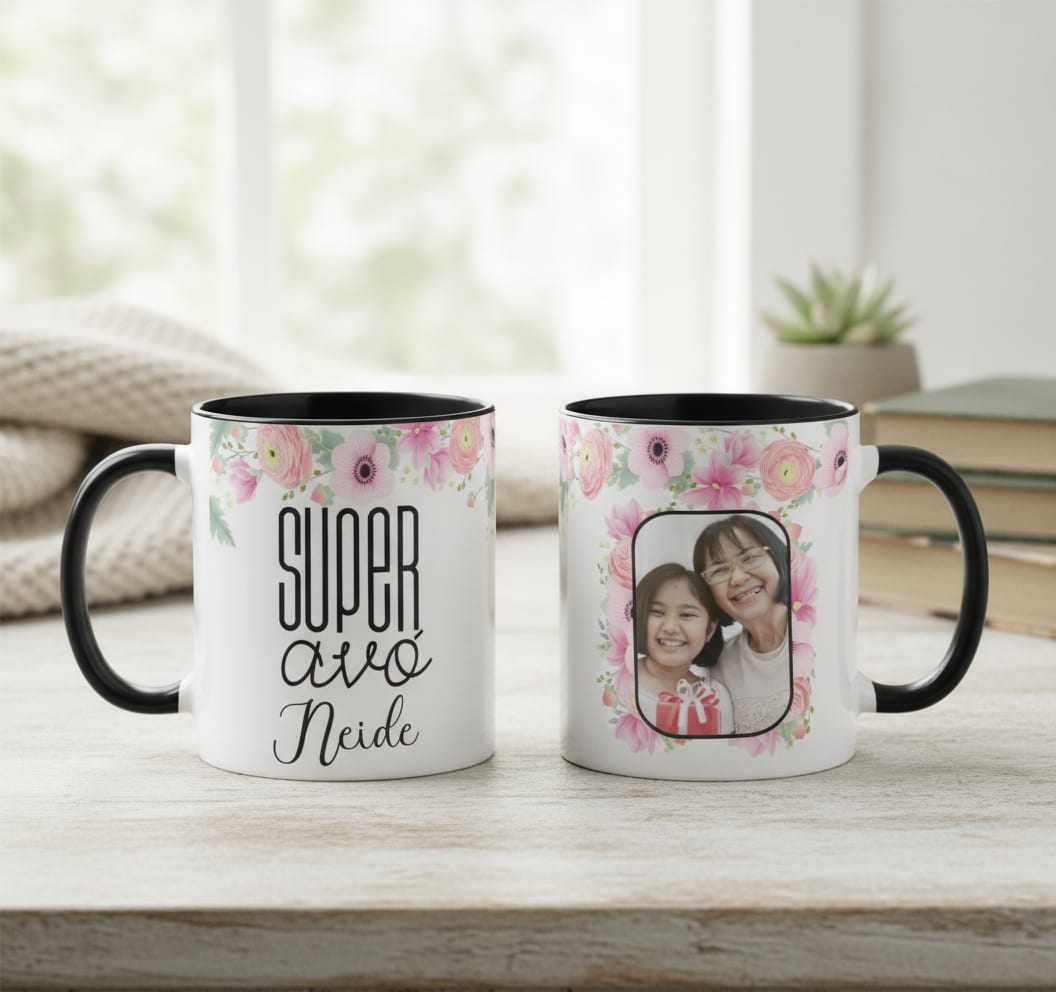 Caneca Personalizada com Foto para Super Avó - Dia das Mães - Família (Avó/Vovó)