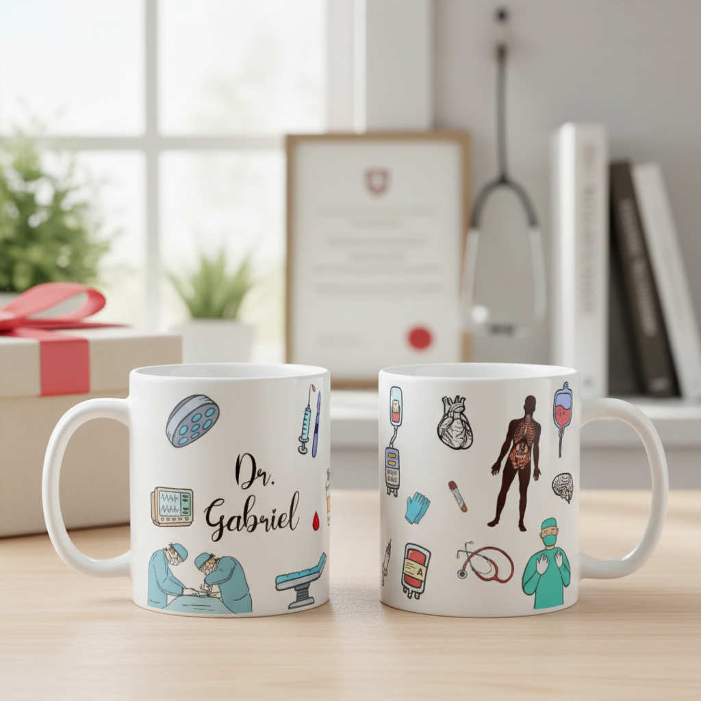 Caneca Personalizada com Nome para Médico Cirurgião Geral - Profissões (Médico(a))