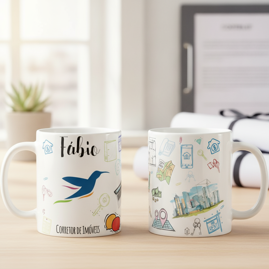Caneca Personalizada Corretor De Imóveis Símbolo Creci - Profissões (Corretor(a))