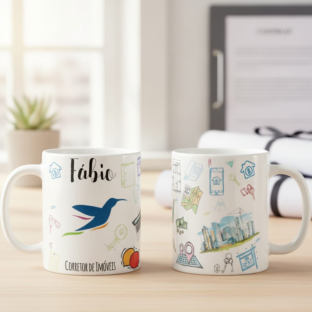 Caneca Personalizada Corretor De Imóveis Símbolo Creci - Profissões (Corretor(a))