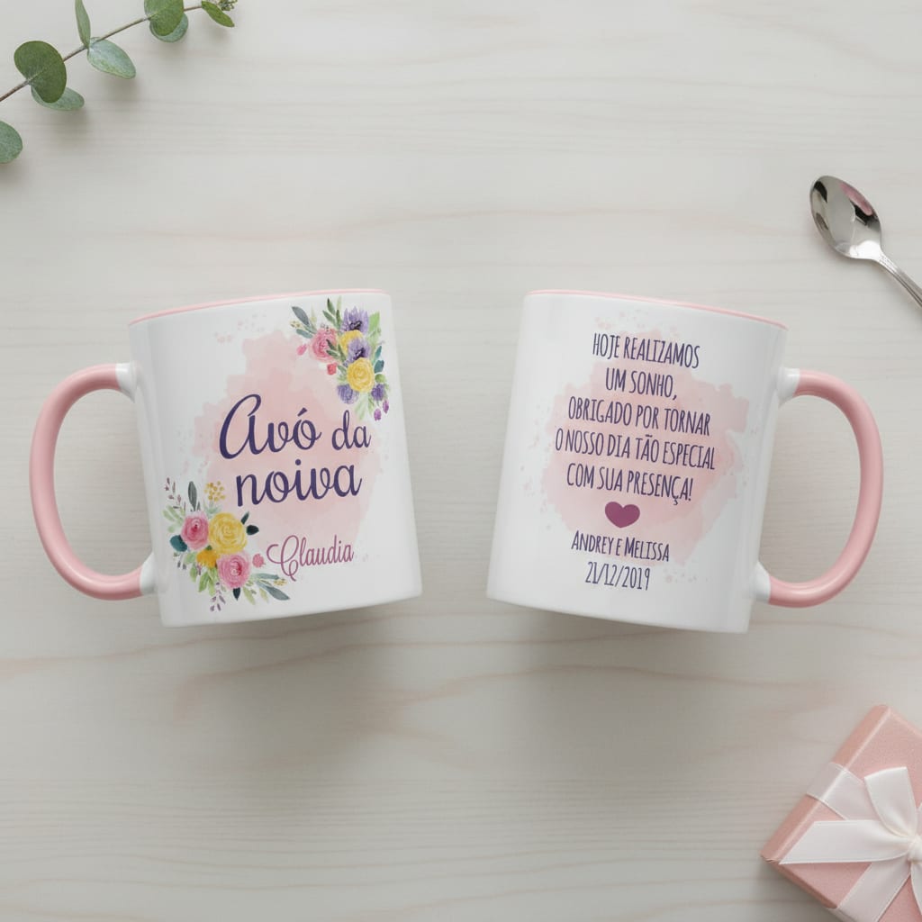 Caneca Personalizada Criativa Avó da Noiva Casamento Floral - Casamento (Noiva/Avó)