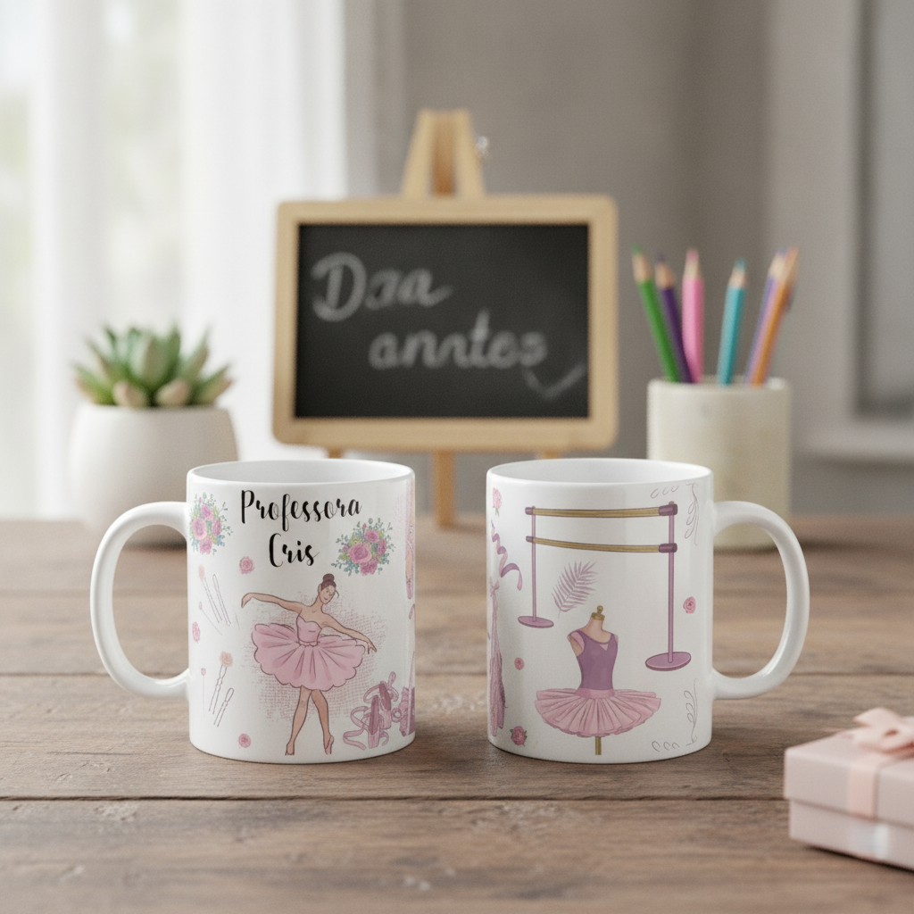 Caneca Personalizada Criativa com Nome Professora de Ballet - Dia dos Professores (Professor(a))