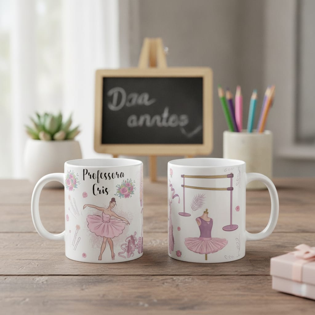 Caneca Personalizada Criativa com Nome Professora de Ballet - Dia dos Professores (Ballet)