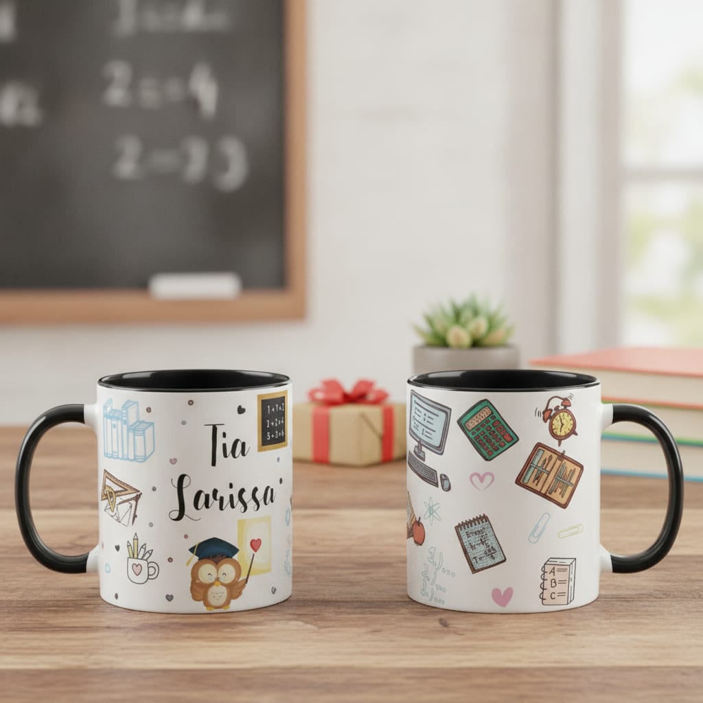 Caneca Personalizada Criativa Dia dos Professores Nome - Dia dos Professores (Professor(a))